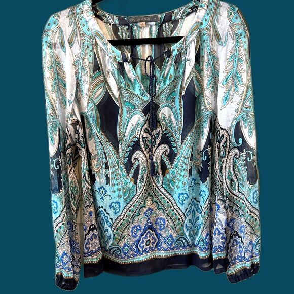 Rose and Olive Tops - Rose and Olive Boho Paisley Print Blouse - Size Small